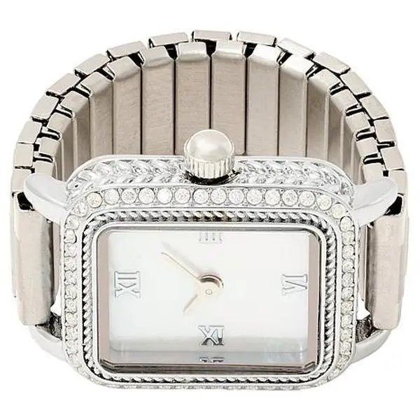 Radiance by Absolute™ Silvertone Rectangle Dial Ring Watch Radiance by Absolute™ Silvertone Rectangle Dial Ring Watch