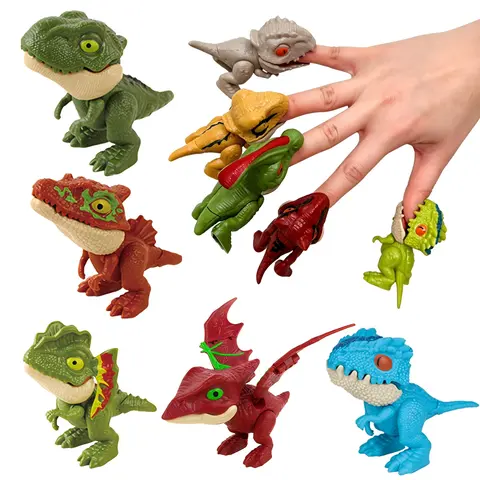 10 PCS Jurassic World Biting Finger Dinosaur Action Figures - Unisex Eco-Abs Plastic Toys for 3+ Kids, Painless Finger Biting Design, Movable Mouth & Joints, Pretend Play Gifts for Christmas ,Stocking Stuffers