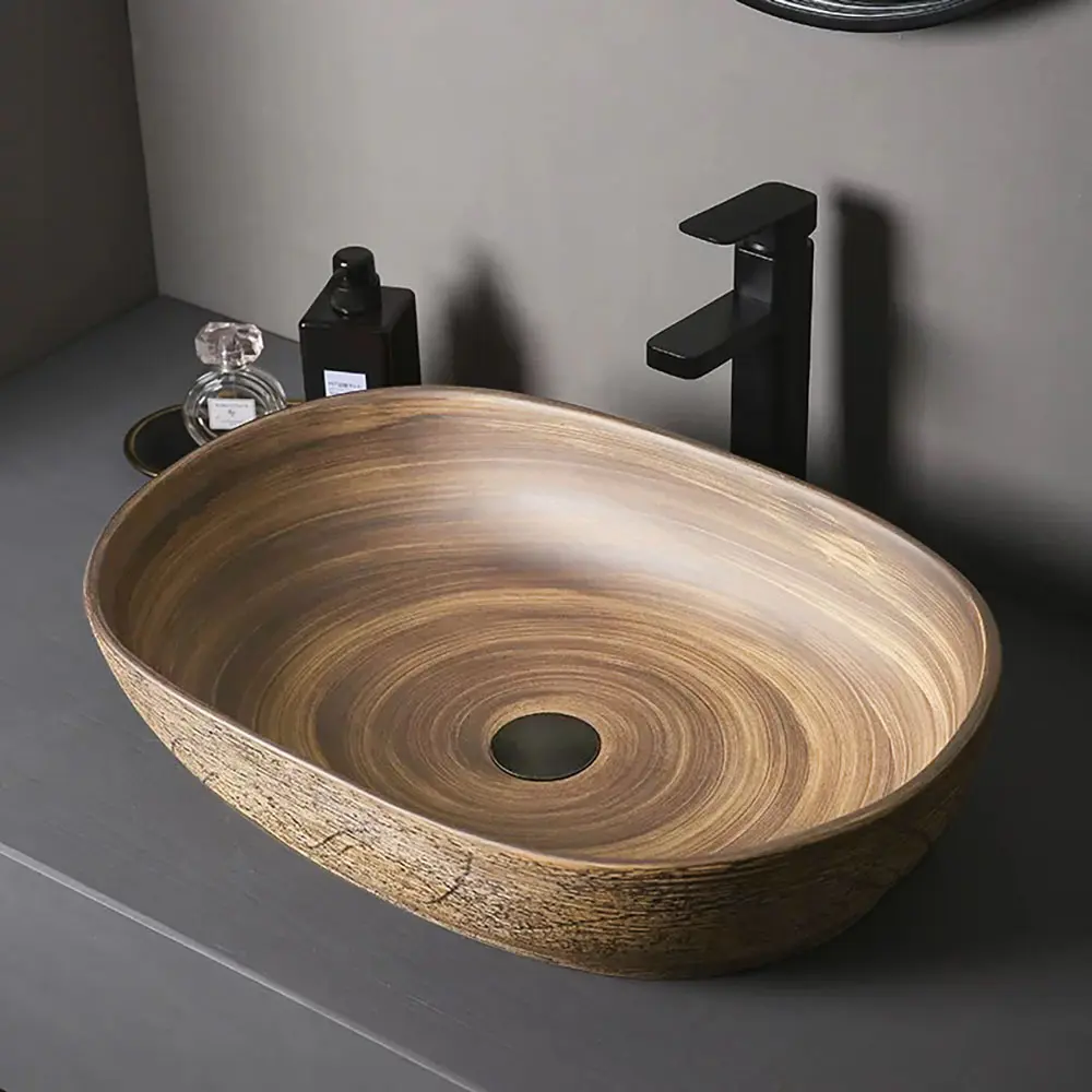 Homary Decorative Ceramic Bathroom Vessel Sink - 23.23"x16.34"x5.71" Retro Handmade Pattern Washbasin, 5-Year Limited Warranty Homary Decorative Ceramic Bathroom Vessel Sink - 23.23"x16.34"x5.71" Retro Handmade Pattern Washbasin, 5-Year Limited Warranty