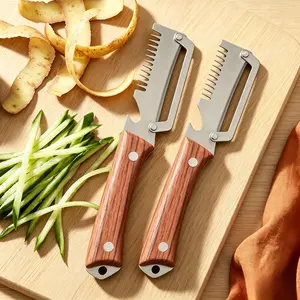 2 Pcs Premium 3-in-1 Kitchen Peeler, Heavy Duty Stainless Steel Multi-Tool, Ultra Sharp Vegetable Peeler Julienne Shredder with Bottle Opener, Durable Kitchen Gadget - YY