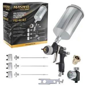 Performance PRO-44 HVLP Spray Gun Ultimate Kit with 4 Fluid Tips 1.3, 1.4, 1.5 & 1.8mm - Automotive Spray Paint Gun for Painting Basecoats, Clearcoats & Primers - Advanced Atomization