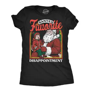 Womens Funny T Shirts Santas Favorite Disappointment Sarcastic Christmas Graphic Novelty Tee For Ladies Funny Womens T Shirts Cute Vintage Fashion Casual Ladies T-Shirt Gift Christmas Tops for Women Women's Black -
