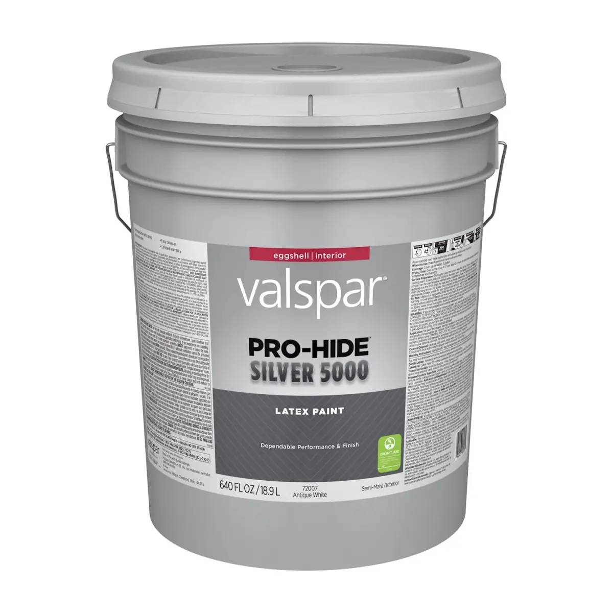 Valspar 028.0072007.008 5 gal Prohide Acrylic Latex All Purpose Eggshell Paint - Antique & White, Greenguard Gold Certified, Dependable Performance, Easy Cleanup