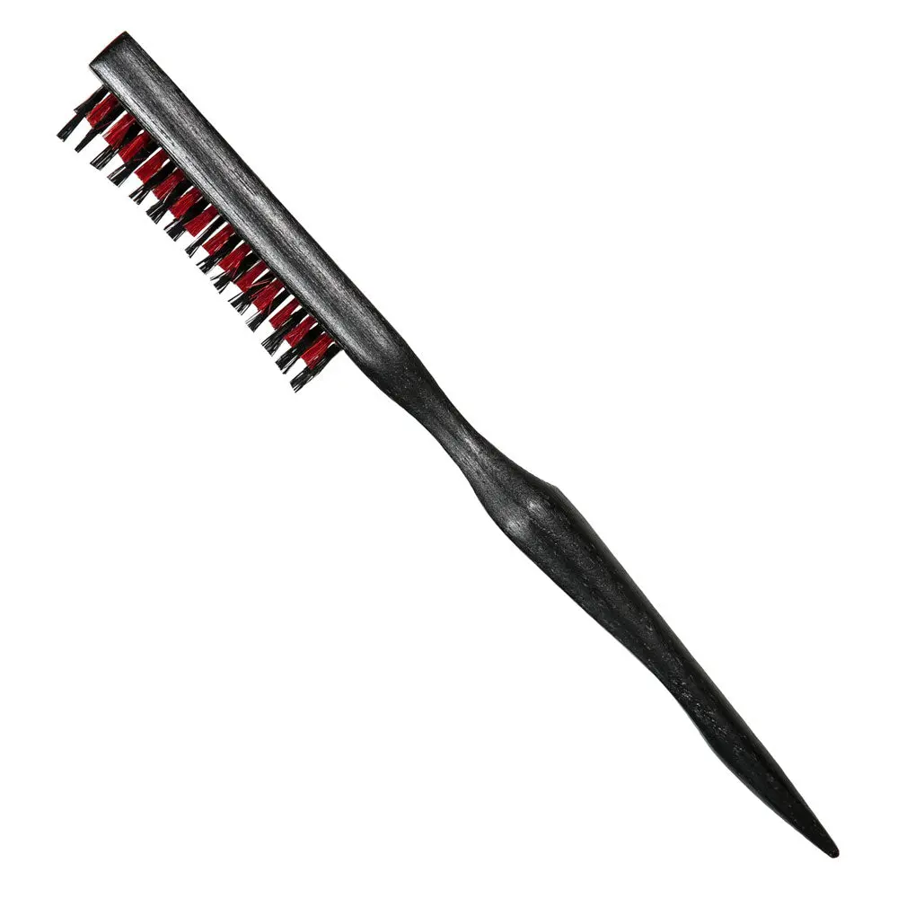 Marilyn Brush Boar Bristle Teasing Brush - Backcombing Hair Styling Tool with Extra-Long Grip, Elevated Row for Texturizing and Control, Display Rows, Elevated Rows, Texturing