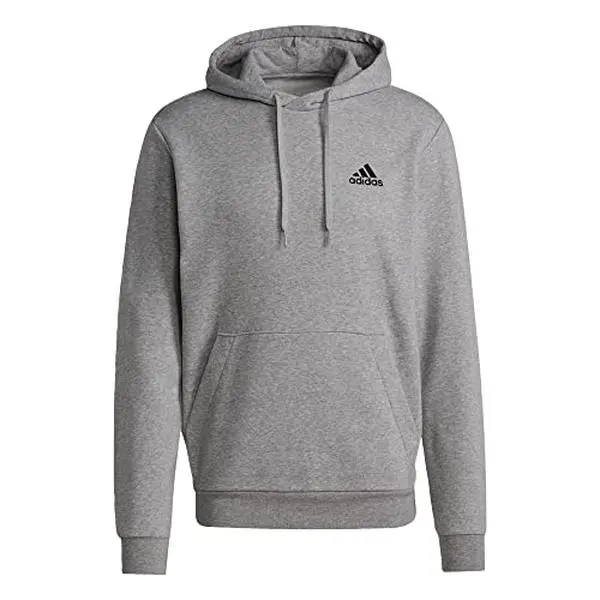 adidas Men's Essentials Fleece Hoodie, Medium Grey Heather/Black, XX-Large