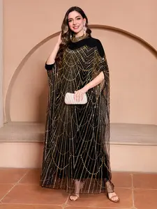 Elegant Women's Beaded Robe, Luxurious Sequin Evening Gown, Formal Wear, Robe Only, Inner Wear Not Included, Inner Liner Required, Perfect for Ethnic Festivals, Parties, Weddings, Special Occasions CXD27