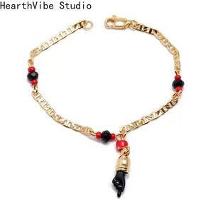 Gold Plated Brass Bracelets,Adjustable Evil Eye Pendant Bracelet,Boho Evil Eye Jewelry for Women