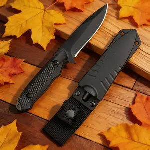 Tactical Fixed-Blade Knife with Sheath - Outdoor Survival Supplies, Survival Hand Tool, Full Tang Construction, 3.54" Sharp Precise Edge Blade, Non-Slip Textured Grip, Secure Carry for Camping, Hiking