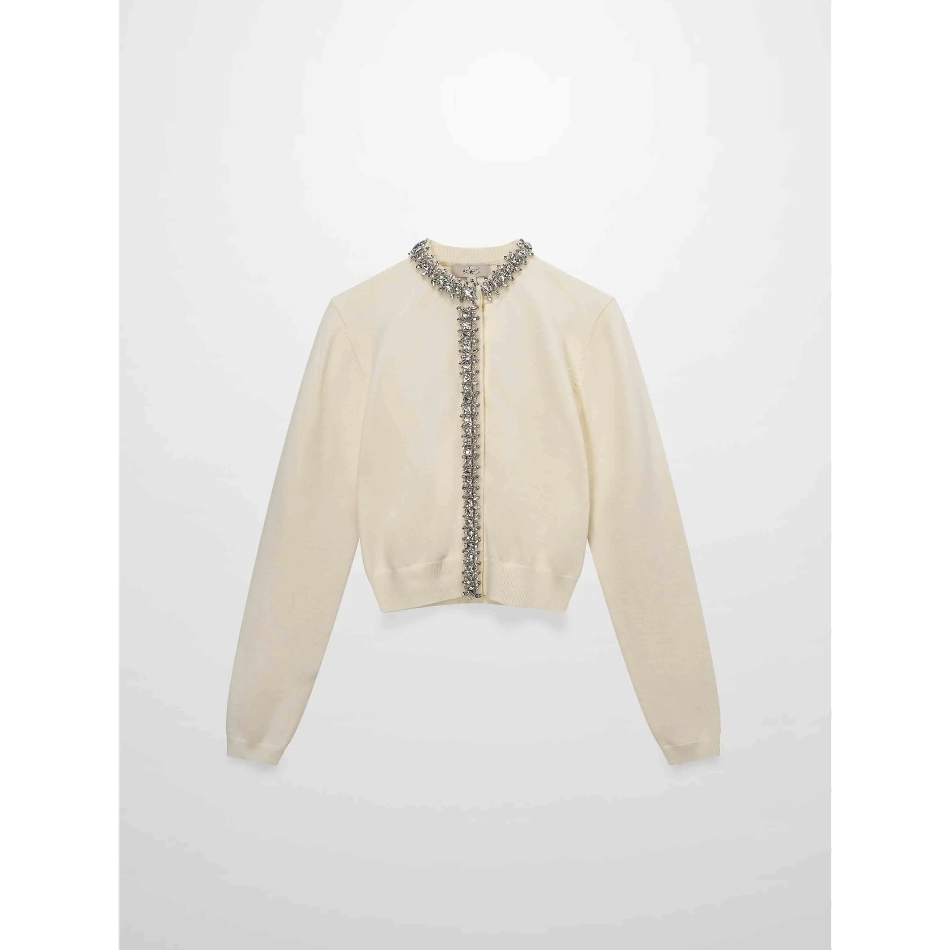 Embellished Cardigan Sweater-Cream