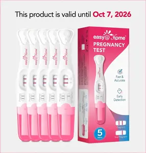 Easy@Home Pregnancy Test Sticks (5 Pack) - Early Detection, Clear Results in Minutes, Easy at Home Midstream Test with Curved Handle, Exp: Oct 7, 2026