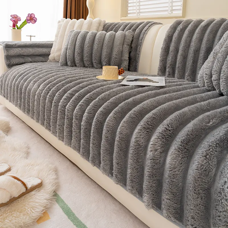 Thick Plush Sofa Cushion Cover, Pet Dog Favorite, Non-Slip Protector, Decorative Sofa Protector, Couch Protector, Soft Sofa Protector, Sofa Protector Slipcover, Soft Furniture Protector, Home Decor for Office Bedroom Living Room
