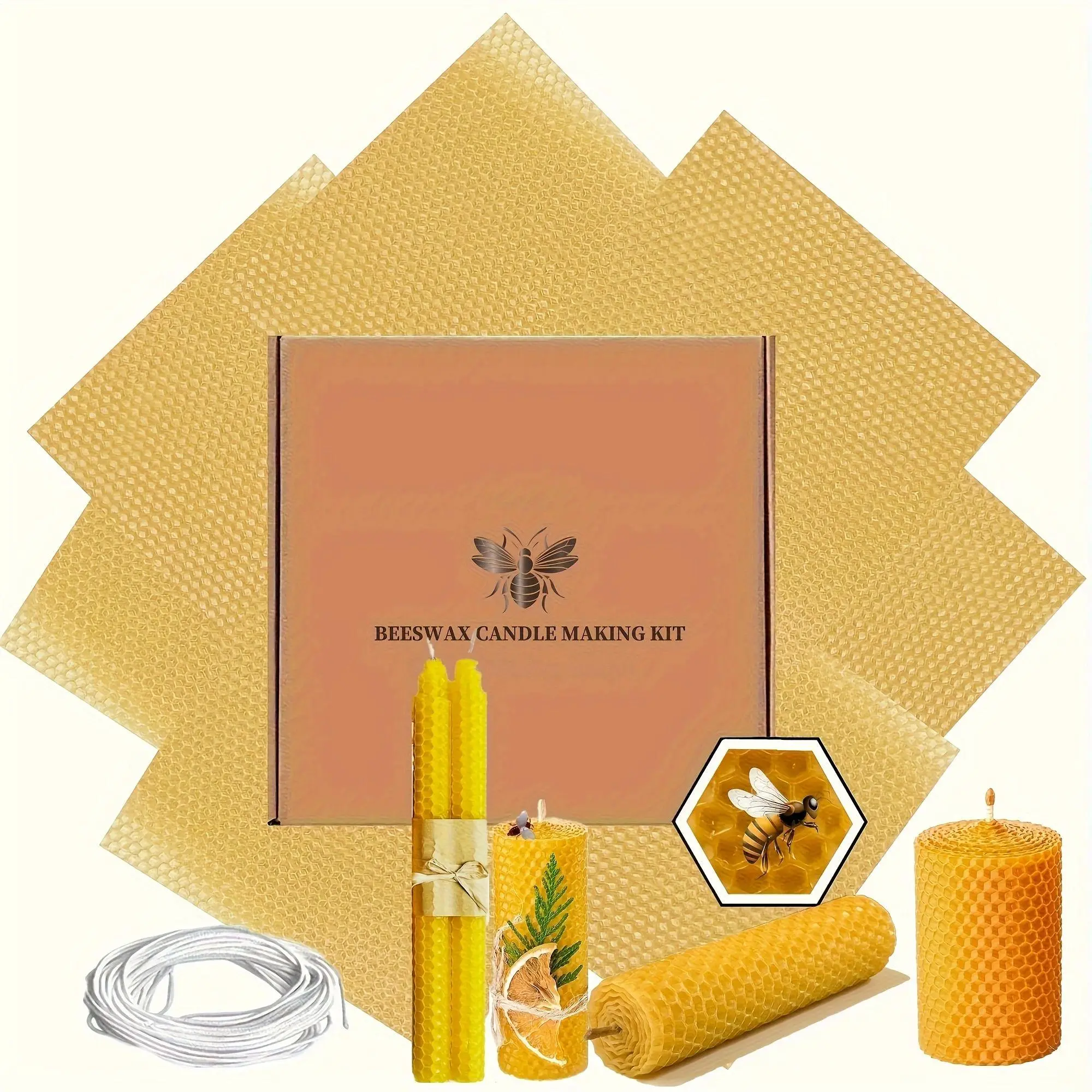 20×20cm colorful honeycomb beeswax sheets DIY candle making kit, 7 beeswax sheets with cotton wicks, craft kit for adults, spiritual altar keepsake, Christmas and Halloween home holiday gift