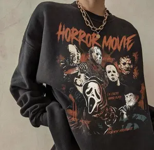 Vintage Halloween Horror Movie Sweatshirt, Scream Graphic Pullover, Spooky Season Halloween Sweater