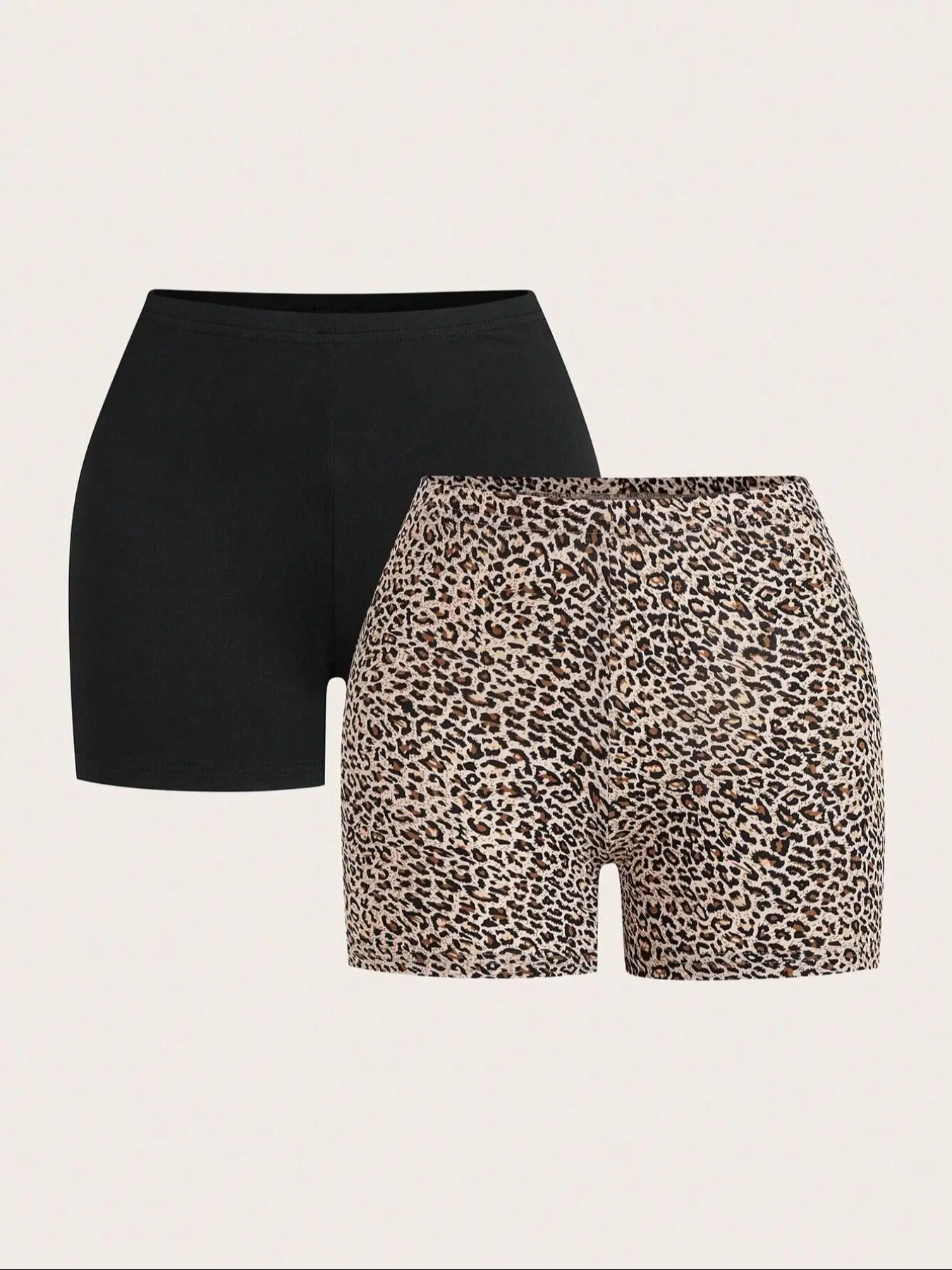 Plus Size Leopard Print Leggings, Casual Simple Design, 2 Pack High Waist Stretchy Pants, Comfortable Women's Activewear, Bottom