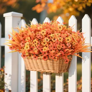 24 Bundles Fall-Themed Artificial Flowers Set | UV-Resistant Eucalyptus, Violet & Lavender Silk Plants | Indoor & Outdoor Home and Patio Decor