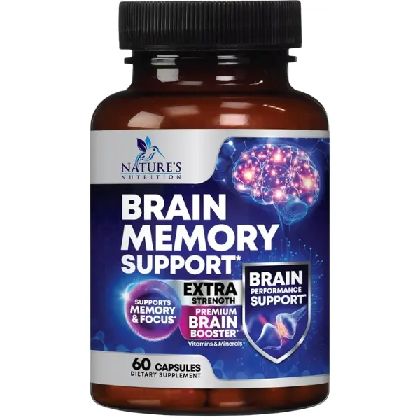 Brain Memory Supplement Pills 3X Strength Nootropics for Concentration Clarity Focus Support with Bacopa Phosphatidylserine DMAE 60 Capsules