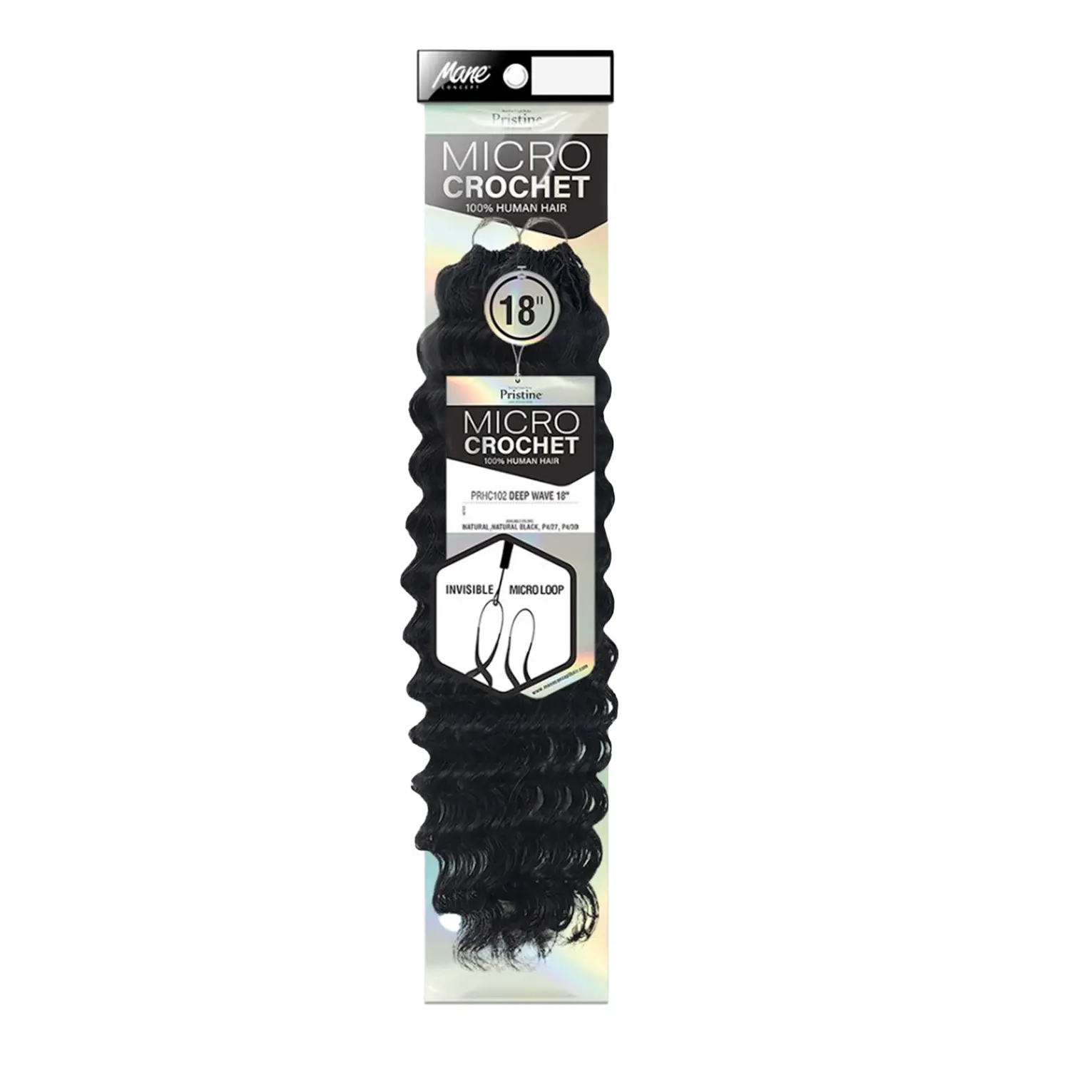 Mane Concept Human Hair Crochet Braids - Pristine Micro Feather Ends, 18in Deep Wave, 55g/40 Strands, Bleach-Dye Friendly, Crochet Knot Free, Easy to Install and Take Down