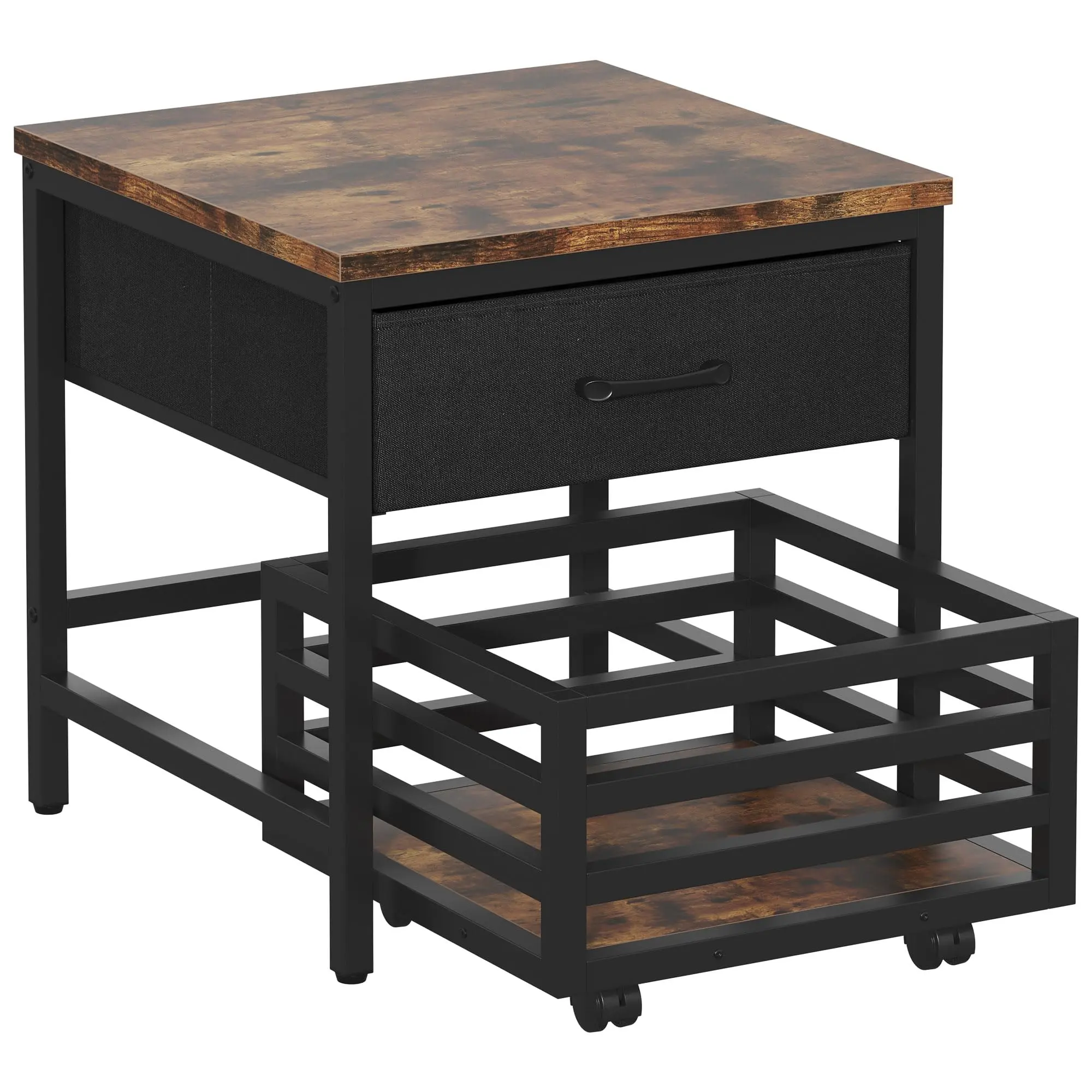 Mini Fridge Stand with Movable Storage Basket, Mini Fridge Cabinet with Storage Drawer,Sturdy Metal Frame,Great for Dorm Home Office, Black, Installation, Kitchen