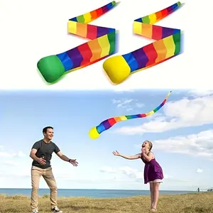 Children's throwing and catching toy (set of 1), meteor Round ball sensory training equipment, ribbon wind resistance soft ball, soft wake planet children's outdoor throwing hand throw, rainbow ball training interactive game toy