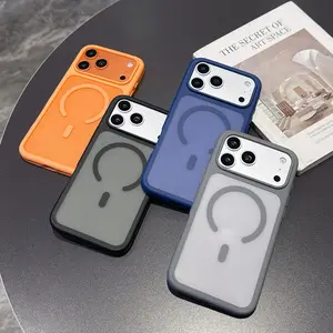 Artistic Minimalist iPhone Case | Skin-Friendly, Ice-Crystal Clear Acrylic, Orange/Black/Blue/Gray, Pro Lens Protection (True Color) for iphone17/16/15/14/13/12 Series