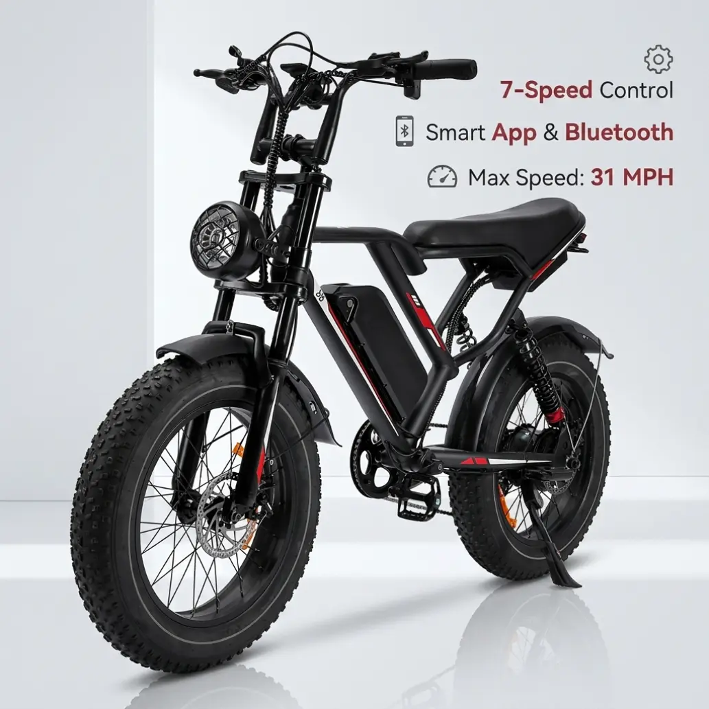 Smart Peak 1500W Ebike 48V 17.5Ah Removable Battery 31MPH 20" Fat Tire Dual Shock Absorber Adults Electric Bike for Mountains Snow Sand Road Folding High-Powered E-Bike electric  bicycles