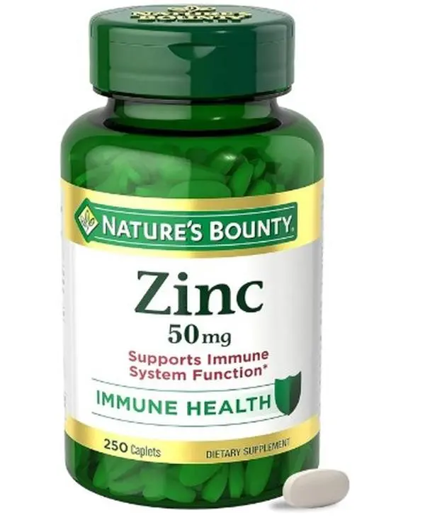 Zinc 50mg, Immune Support & Antioxidant Supplement, Promotes Skin Health, 1 Caplet Per Day, Gluten Free, 250 Vegetarian Caplets