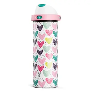 MEOKY 24oz Insulated Water Bottle, Hot Water Mug,2-in-1 Straw & Spout Lid, Leak-Proof, Non-Slip Base, BPA-Free,Travel, School, Office,Valentine’s Day Gift