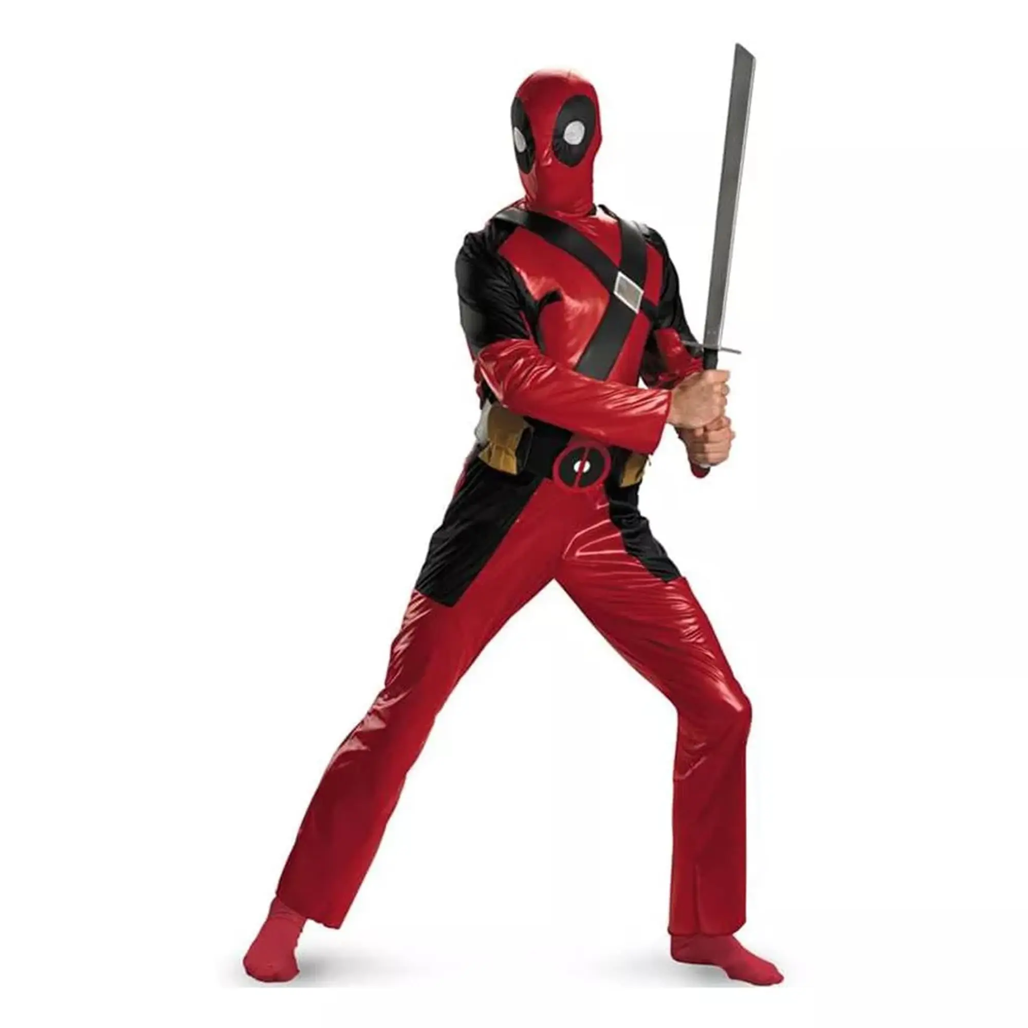 Men's Deadpool Character Utility Jumpsuit Adult Costume Kit - Premium Fabric, Includes Jumpsuit, Belt, Mask, Ideal for Costume Party Clothes