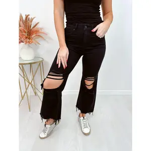 Duke Destroyed Knee Crop Flare Jeans