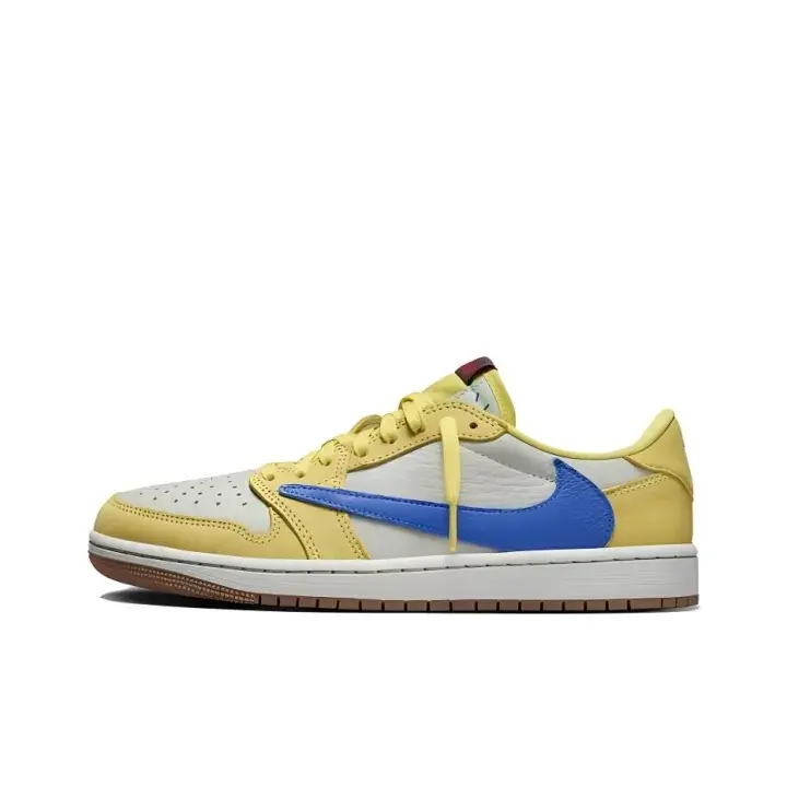 low cut casual basketball sneakers yellow blue leather upper hip hop daily wear street shoes brand new unopened complete original shoe box unisex skate trainers