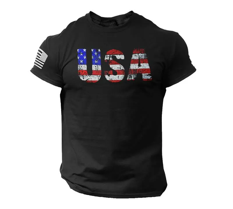 Men's Military-Inspired Patriotic Shirt, Shortsleeve American Pride Fashion Top for Daily Wear and Layering, Casual Fit Streetwear, Menswear