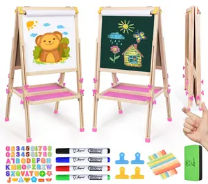 Joyooss Kids Easel Wooden Double-Sided with Paper Roll Joyooss 108 PINK