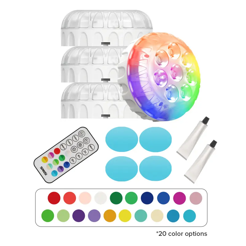 SANSI Pool Light Pro with RF Remote/Timer For Valentine's Day, Battery Operated Waterproof, Flash/Fade/Smooth Modes, Portable Outdoor Lighting for Versatile Decorations, Under Cabinet Lighting Wireless, LED Puck Lights for Kitchen, Cabinet and Shelf. summ