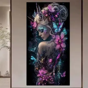 1 set of DIY diamond painting kit, 5D diamond art kit, DIY decoration flower butterfly emerald diamond painting kit with full round diamonds, mosaic, diamond art, DIY art home decoration, suitable for Christmas.