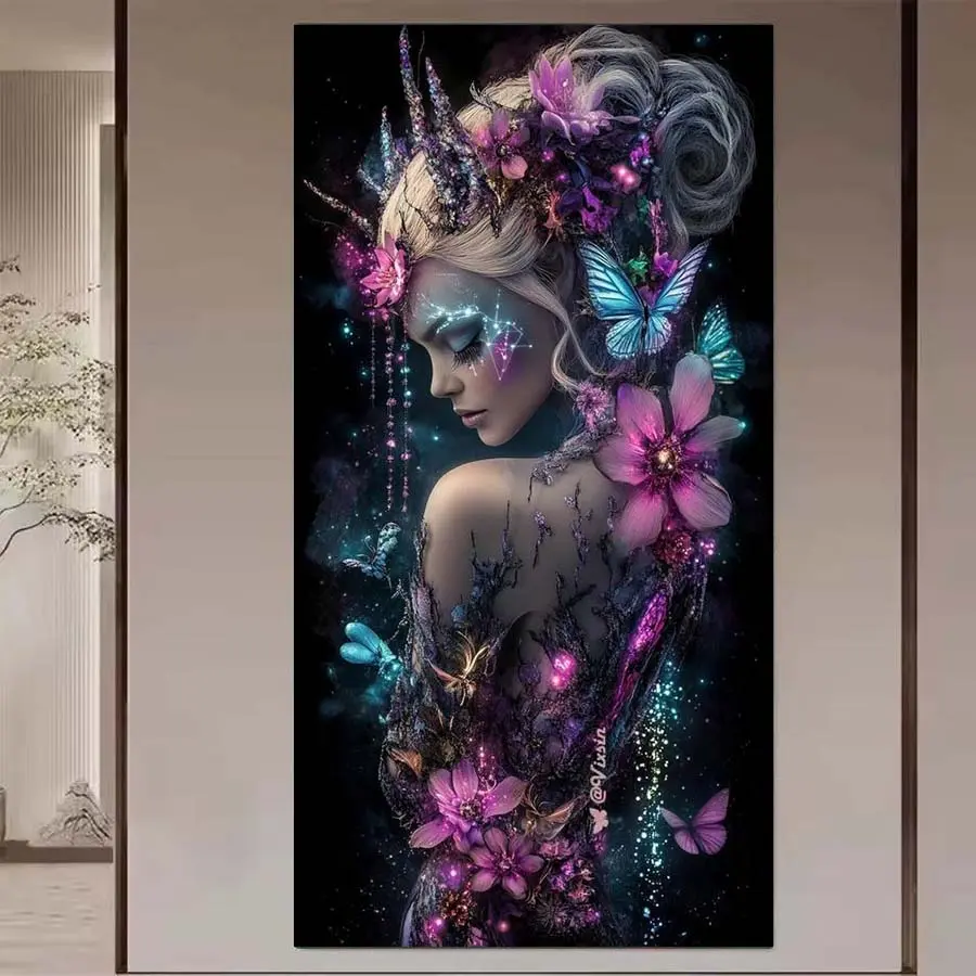 1 set of DIY Craft diamond painting kit, 5D diamond art kit, DIY decoration flower butterfly emerald diamond painting kit with full round diamonds, mosaic, diamond art, DIY art home decoration, suitable for Christmas, Wall Art Painting