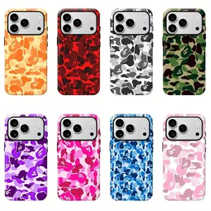 Bape Protective Camo Streetwear Phone CaseSuitable for iPhone 17/16/15/14/13/12/11 ProMax/Plus and Samsung Galaxy S23FE/22/23Impact Resistant Hard Case with ImpactDispersion Technology & Flexible Rubber LinerGlossy Finish UV Protected 2-Piece Design