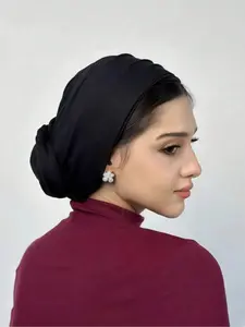 Women's Solid Color Viscose Hijab Neck Gaiter, Elastic Silky Inner Cap, Thick & Soft Fabric, Ideal for Daily Headscarf Wear