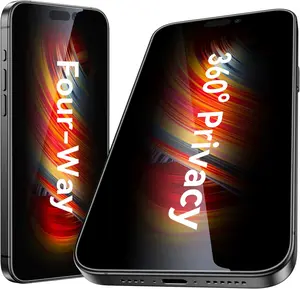 [2-Pack for  15 Pro Max 360  Screen Protector - 4-Way Anti-Spy Tempered Glass,Shatterproof, Anti-Peep, Scratch Resistant,Easy Installation Frame Included