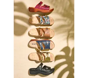 Alegria Leather Adjustable Slide Sandals - Krystal