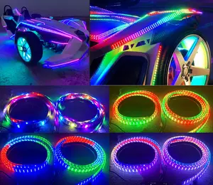 4PCS 4FT 48" 1.2Meters Triple Row Treble Rolls Dream Color Light Strips for Making 15.5" Wheel Lights Slingshot Golf Cart Underbody Grille Fender Lighting Off-Road