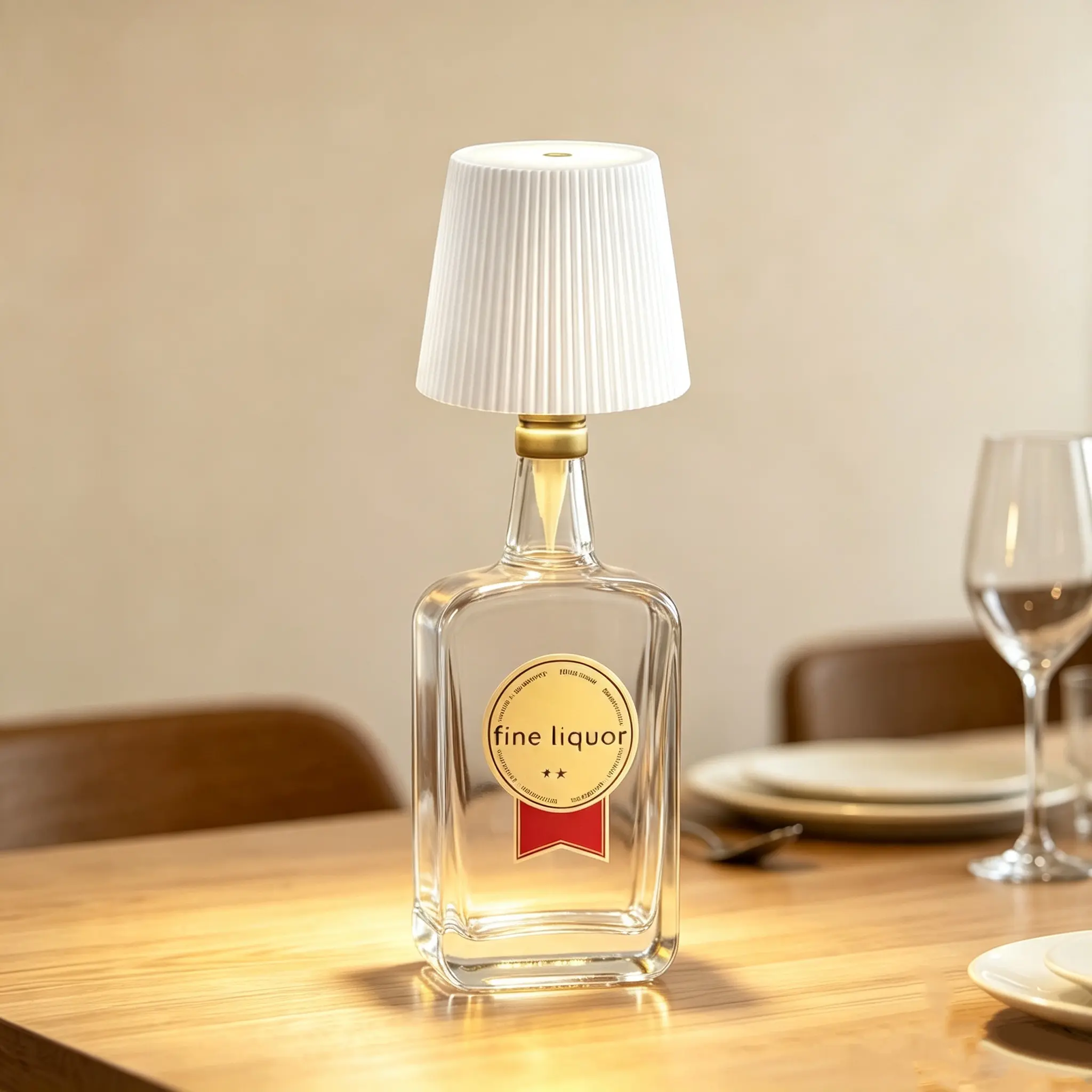 Wireless Cordless Bottle Lamp Head with Touch Control, 3 Color Dimmer Pleated Bottle Stopper Light for Decoracion LED, Rechargeable Table Lamp for Wine Bottles, Bar, Patio & Home