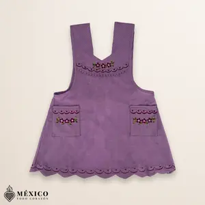Lilac Mexican Embroidered Apron – Essential Cotton Blend Kitchen Apron with Daisy Floral Design | México Todo Corazón