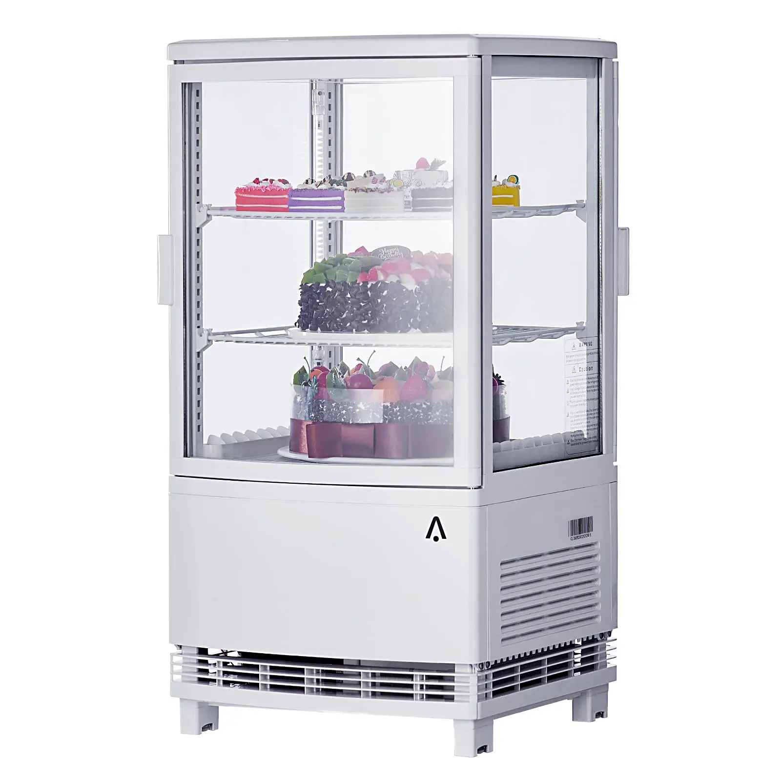 GARVEE 2 Cu.FT Double Glass Door Fridge, LED, Adjustable Shelves
