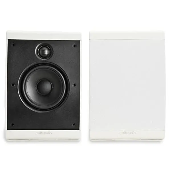 Polk Audio OWM3 Wall & Bookshelf Speakers (Pair, White) - High-Performance Versatile Loudspeakers with Paintable Grilles, Plug-in Design, Wall Mount, 7 Orientation Options, Angular/Corner Placement, Dynamic CCT, Surround Sound for Home Cinema, Music Setup