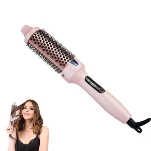 Thermal Brush, Heated Round Brush Look with LED Display, 310℉-410℉ Adjustable Temperature for Different Hair Types, Negatives Ions Brush, Less Damage, Hair Heated Curler Brush, Pink