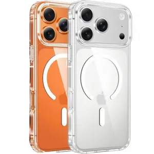 Clear phone Case for iPhone 17/16/16E/15/14/13/12/11 Promax Pro Plus Air,Luxury Transparent Acrylic Magnetic Wireless Charging Cover,Anti-yellowing phone case, Shockproof, Shatterproof| Compatible with MagSafe