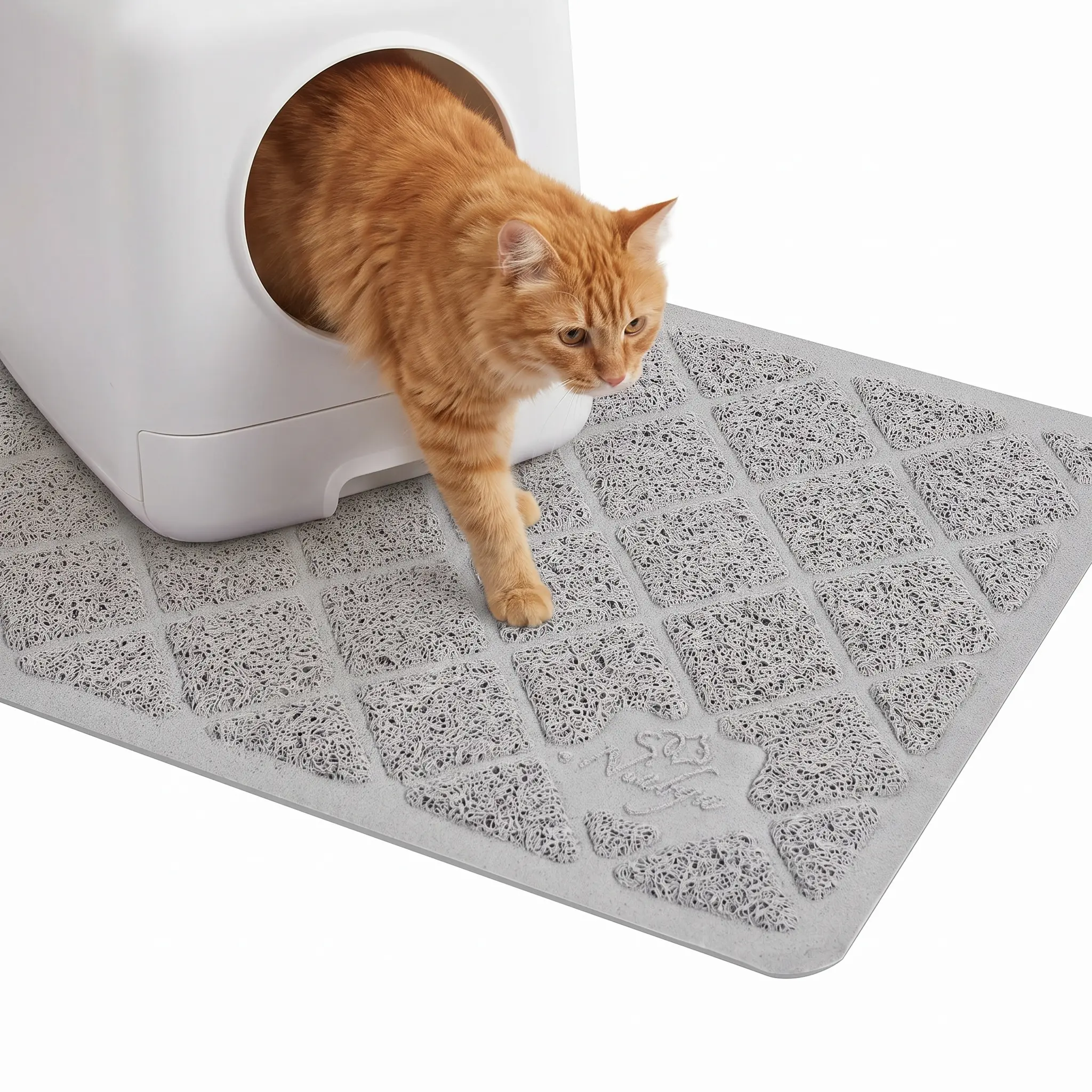 Premium Cat Litter Mat, Beige, 23×14 / 35×23 / 47×23 Inch, Honeycomb Design Traps Litter Effectively, Waterproof & Washable, Vacuum or Rinse Clean, Non-Slip Rubber Bottom, Reusable, Fits Any Litter Box