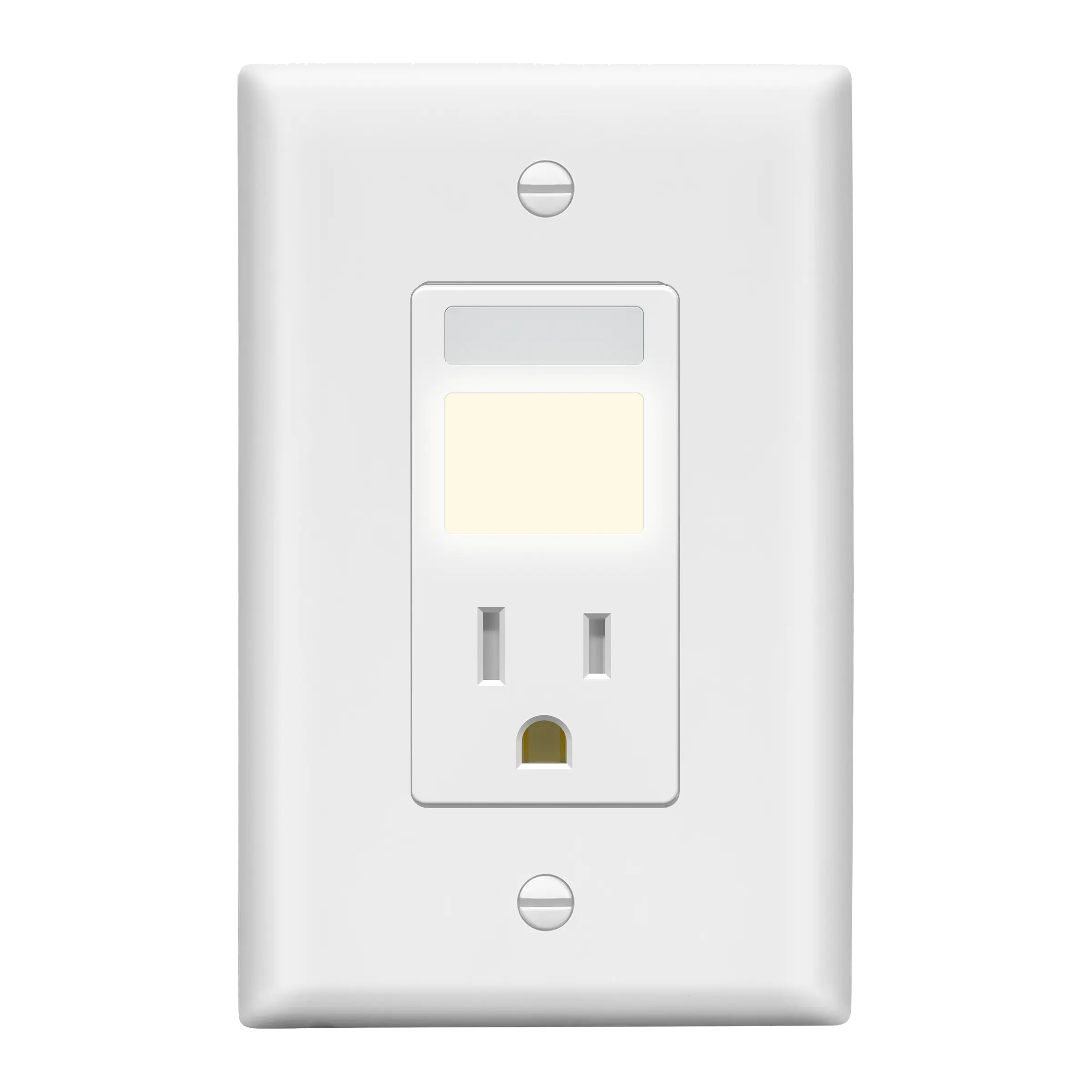 LIDER 15A Receptacle with PIR Motion Sensor and Guide Light, Tamper-Resistant, Wall Plate Included