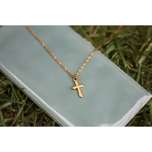 "Set Apart" Cross Necklace - Engraved, Gold-Plated, Non-Tarnish Religious Design Cross Emblem Fashion Costume Chain Jewelry Necklace, Engraved Cross Necklaces, Gold-Plated Cross Necklaces