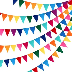 24pcs Pennant Banner Flags Multicolor Felt Triangle Flags Bulk, Garland for Grand Opening, Carnival Theme Birthday Party Decoration Outdoor Events Classroom Decor